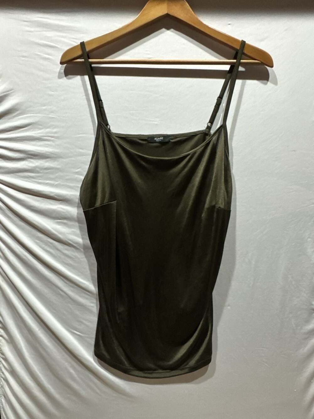 Alfani Women Olive Green Satin Camisole Tank Top